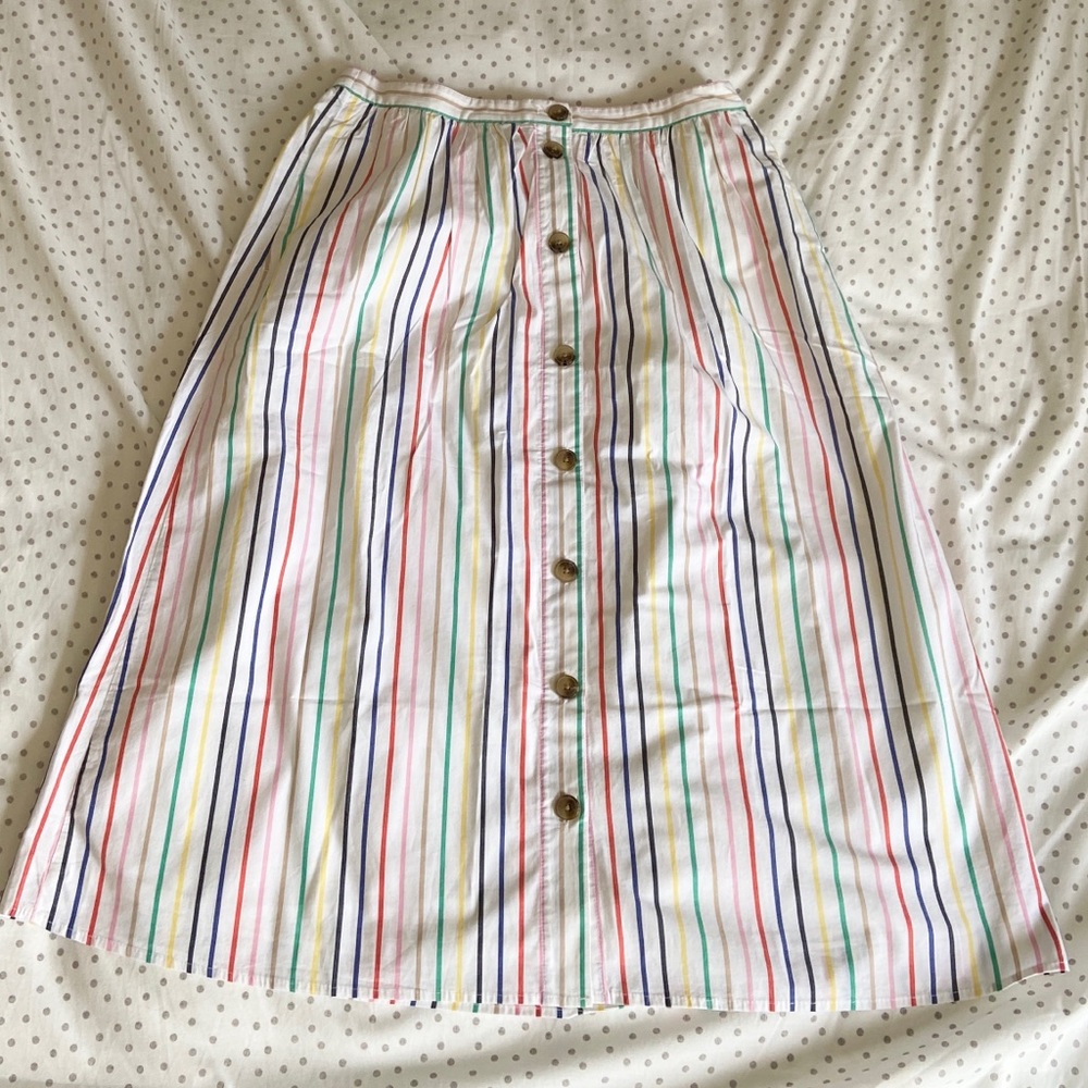 J Crew button poplin midi skirt